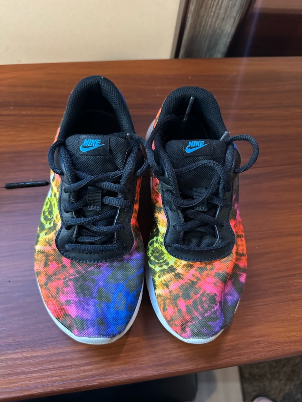 Nike Kids Rainbow Tie-Dye Sneakers with Black Trim
